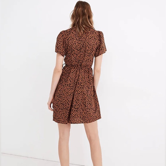 Madewell‎ Flutter-Sleeve Wrap Mini Dress in Painted Leopard Size Extra Small - Picture 3 of 12